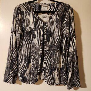 St. John Knit Couture Black, White, Grey Cardigan Jacket